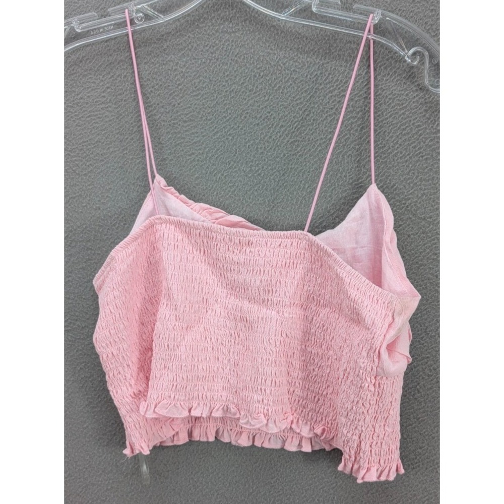 PACSUN Slip Camisole Cropped Top Womens Size M Smocked Bodice Milkmaid Pink NWT - Picture 5 of 10